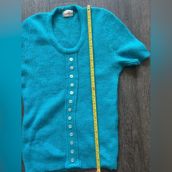 Teal Button-Up Women's Sweater - Picture 4 of 5